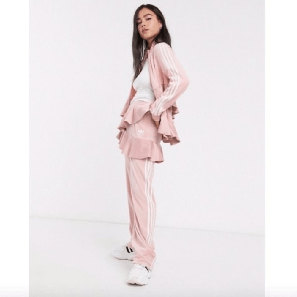 Adidas Originals x J KOO velour ruffle track pants size M - Picture 2 of 13
